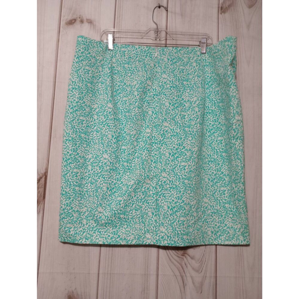 J.Crew Teal Floral Stretch Cotton Pencil Skirt Size 18 BF949 New - Picture 2 of 7